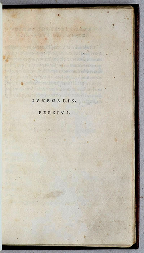 Decimus Iunius Iuvenalis & Aulus Persius Flaccus. Venedig: Aldus Manutius, August 1501