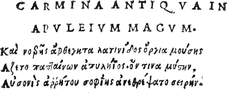 Carmina antiqua in Apuleium magum