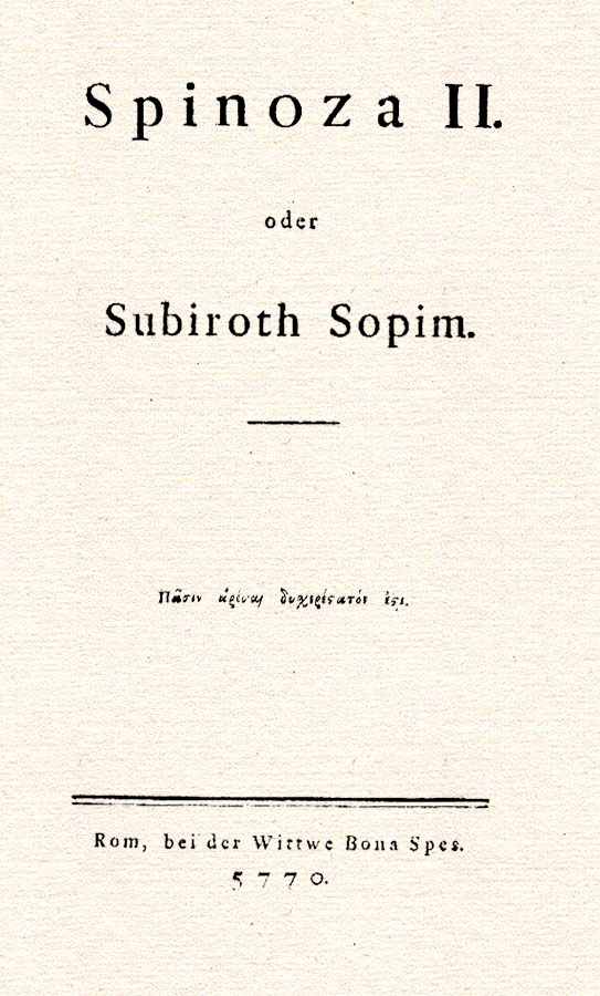 Spinoza II. oder Subiroth Sopim