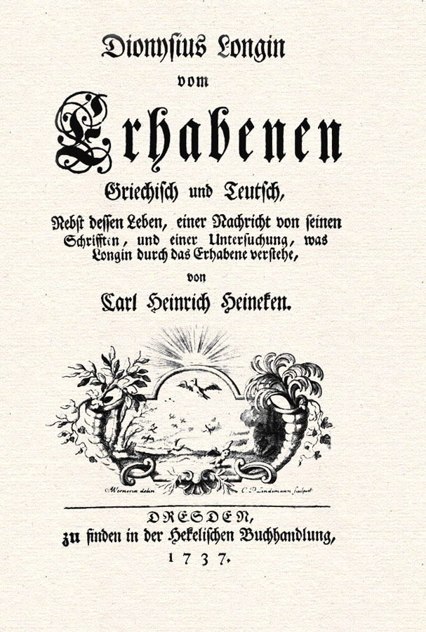 Carl Heinrich Heineken: Untersuchung von dem was Longin eigentlich durch das Wort Erhaben verstehe?