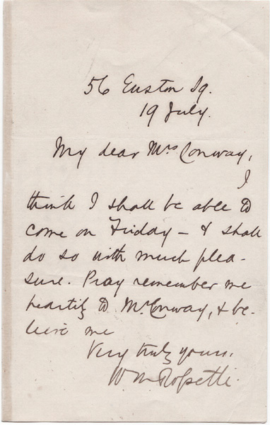 Autograph letter von William Michael Rossetti