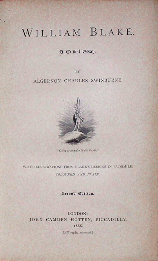 Algernon Charles Swinburne: William Blake. A Critical Essay, 1868