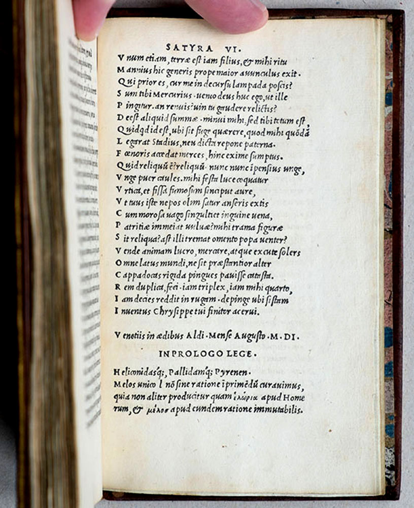 Aldus: Juvenal et Persius, 1501. Kolophon